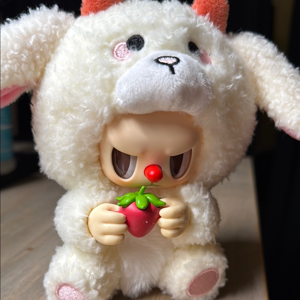 Rebel Bear - Cute Plush Lamb Costume Figure with Strawberry